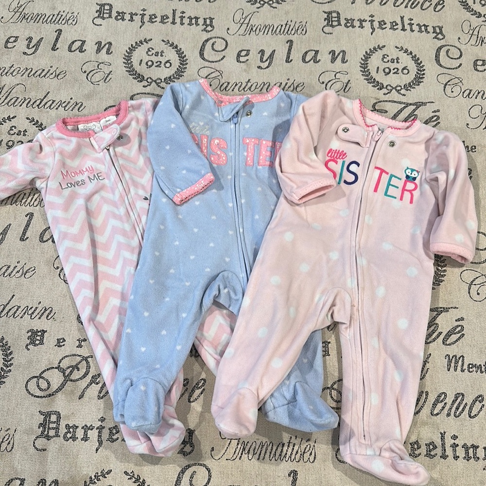 Three 3mo fleece sleepers